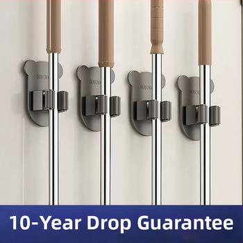 Stena uzglabāšanas āķis mopam ar līmējošu stiprinājumu, nerūsējošā tērauda, moderns minimālisma dizains, modelis H011, slodze 5–10 kg