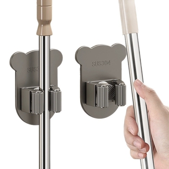 Stena uzglabāšanas āķis mopam ar līmējošu stiprinājumu, nerūsējošā tērauda, moderns minimālisma dizains, modelis H011, slodze 5–10 kg