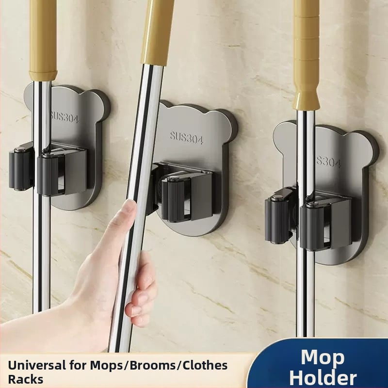 Stena uzglabāšanas āķis mopam ar līmējošu stiprinājumu, nerūsējošā tērauda, moderns minimālisma dizains, modelis H011, slodze 5–10 kg