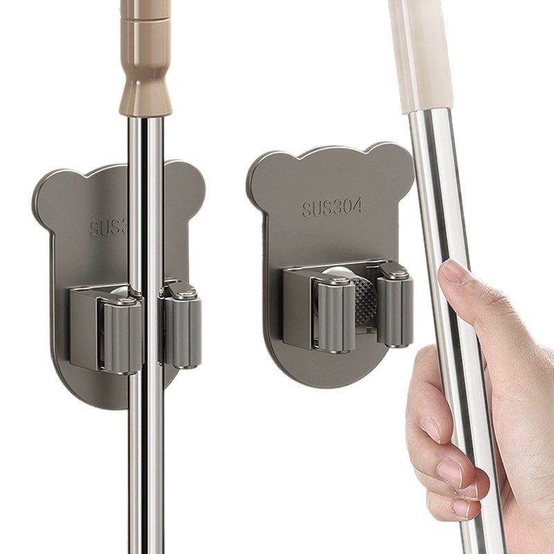 Stena uzglabāšanas āķis mopam ar līmējošu stiprinājumu, nerūsējošā tērauda, moderns minimālisma dizains, modelis H011, slodze 5–10 kg