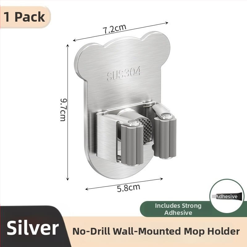 Stena uzglabāšanas āķis mopam ar līmējošu stiprinājumu, nerūsējošā tērauda, moderns minimālisma dizains, modelis H011, slodze 5–10 kg