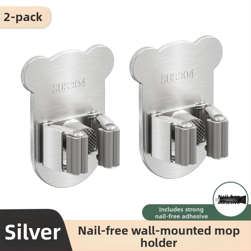 Stena uzglabāšanas āķis mopam ar līmējošu stiprinājumu, nerūsējošā tērauda, moderns minimālisma dizains, modelis H011, slodze 5–10 kg