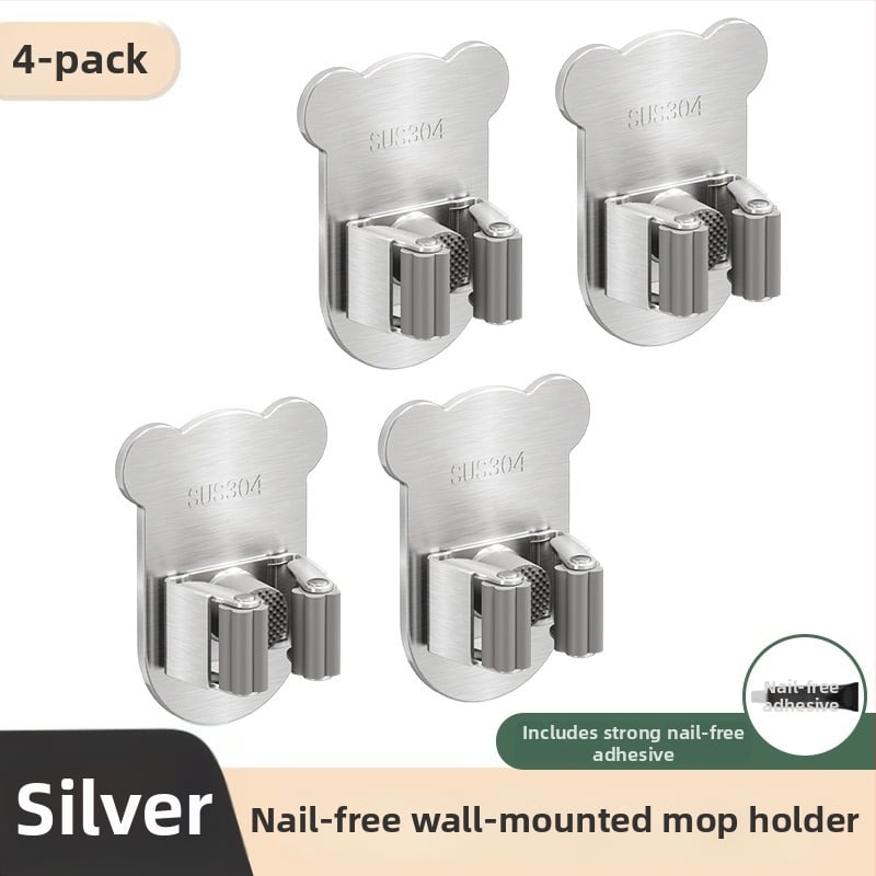 Stena uzglabāšanas āķis mopam ar līmējošu stiprinājumu, nerūsējošā tērauda, moderns minimālisma dizains, modelis H011, slodze 5–10 kg