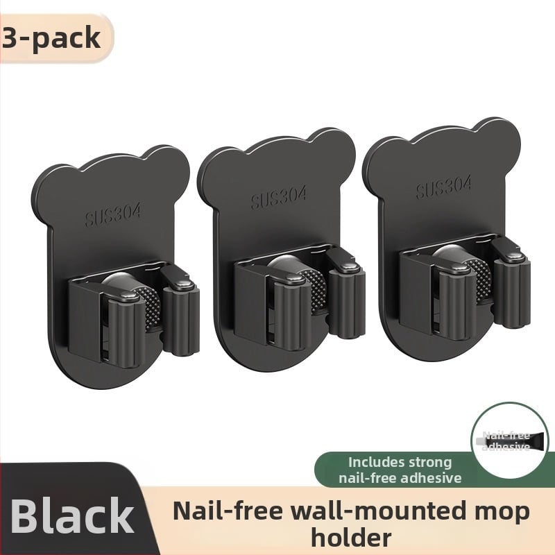 Stena uzglabāšanas āķis mopam ar līmējošu stiprinājumu, nerūsējošā tērauda, moderns minimālisma dizains, modelis H011, slodze 5–10 kg