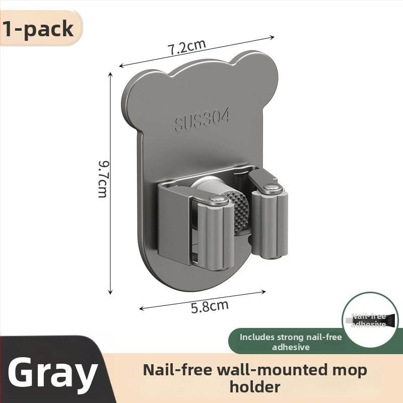 Stena uzglabāšanas āķis mopam ar līmējošu stiprinājumu, nerūsējošā tērauda, moderns minimālisma dizains, modelis H011, slodze 5–10 kg