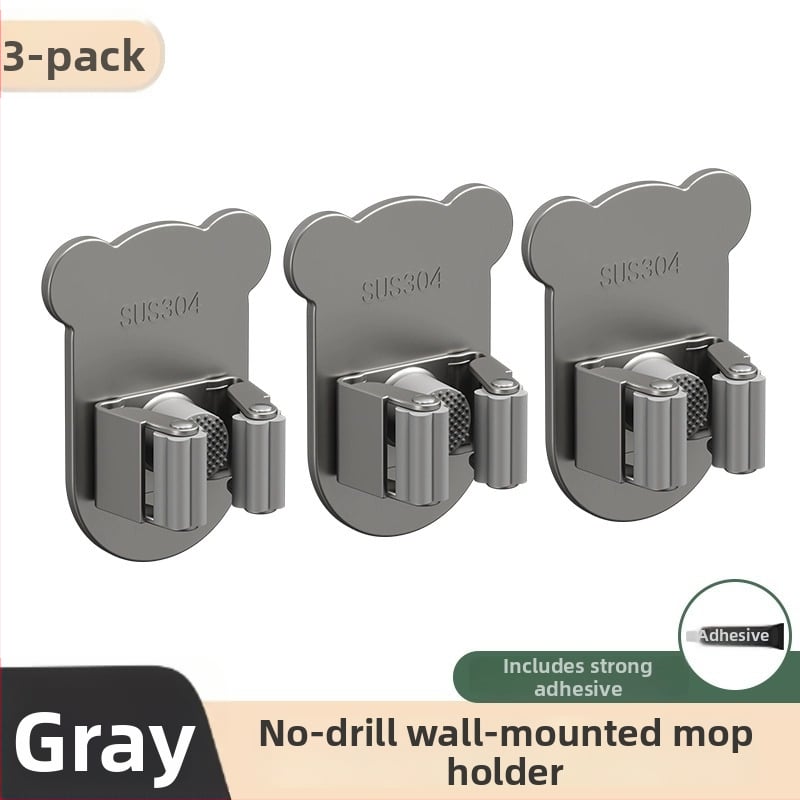 Stena uzglabāšanas āķis mopam ar līmējošu stiprinājumu, nerūsējošā tērauda, moderns minimālisma dizains, modelis H011, slodze 5–10 kg