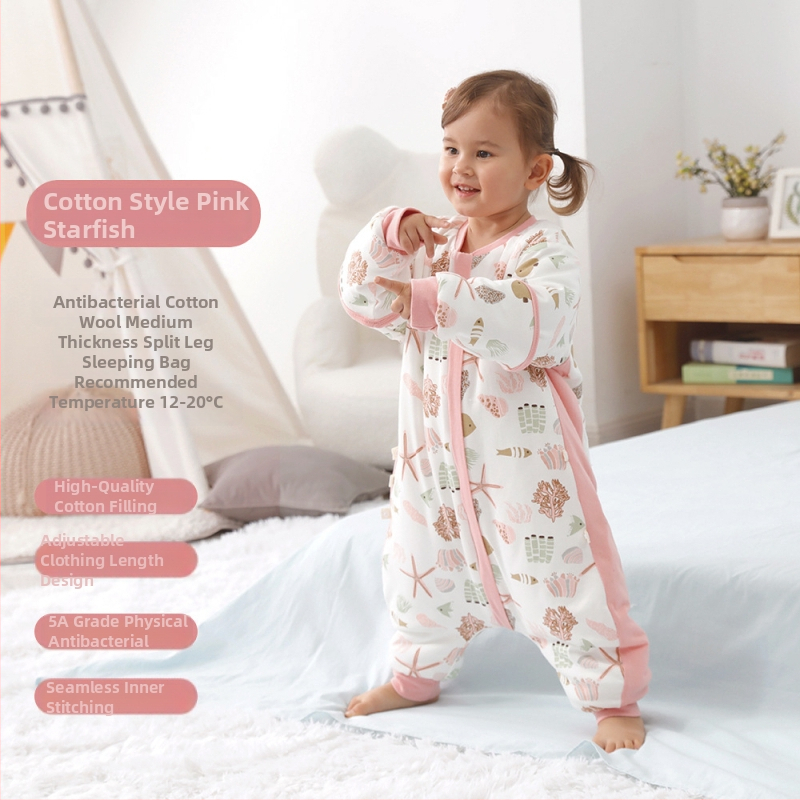 Baba hálózsák szétválasztható lábakkal, vastag téli steppelt dizájn, 100% pamut, poliészter töltet, levehető ujjak