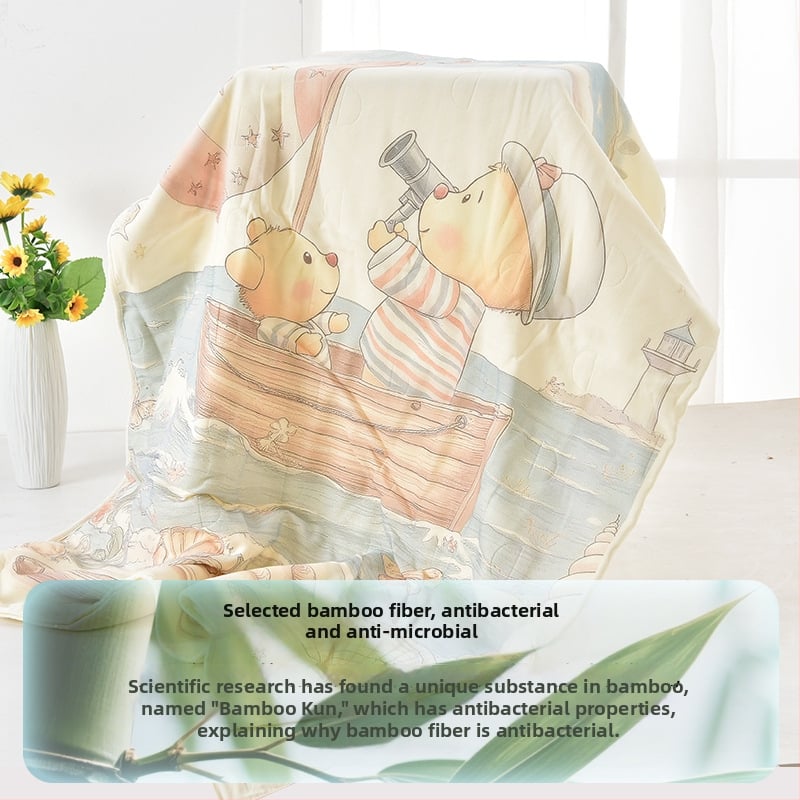 Gyermekeknek szóló hálózsák és anti-kick takaró, bambusz-pamut anyag, bambusz-pamut töltet, 95% tartalom, kód ANM2505, minden évszakhoz