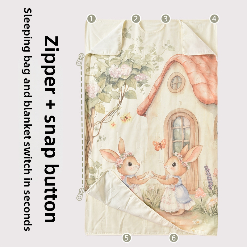 Gyermekeknek szóló hálózsák és anti-kick takaró, bambusz-pamut anyag, bambusz-pamut töltet, 95% tartalom, kód ANM2505, minden évszakhoz