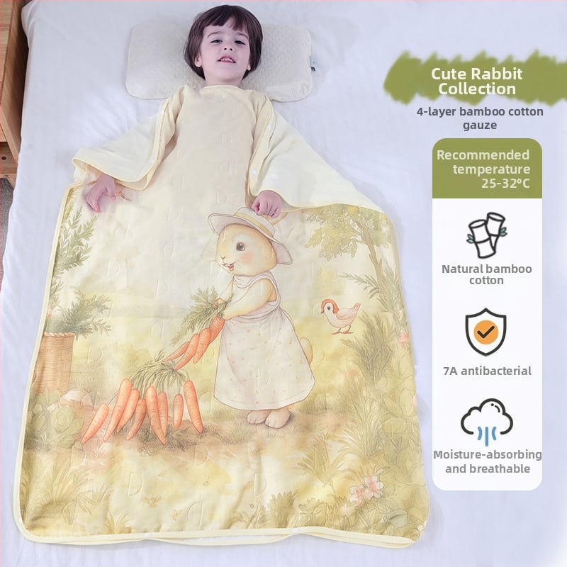 Gyermekeknek szóló hálózsák és anti-kick takaró, bambusz-pamut anyag, bambusz-pamut töltet, 95% tartalom, kód ANM2505, minden évszakhoz