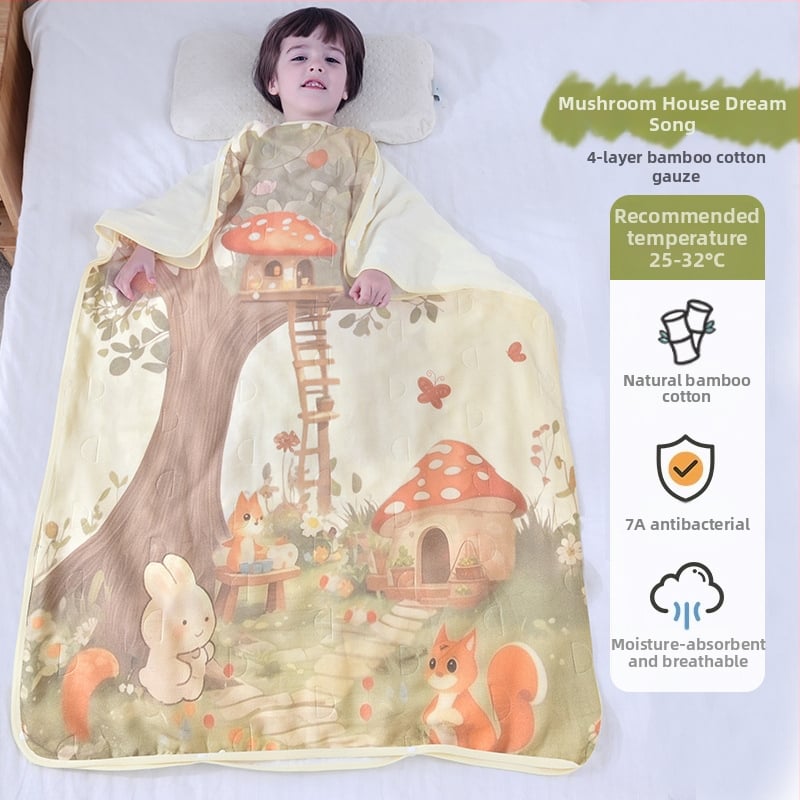 Gyermekeknek szóló hálózsák és anti-kick takaró, bambusz-pamut anyag, bambusz-pamut töltet, 95% tartalom, kód ANM2505, minden évszakhoz