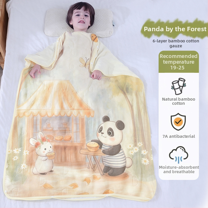 Gyermekeknek szóló hálózsák és anti-kick takaró, bambusz-pamut anyag, bambusz-pamut töltet, 95% tartalom, kód ANM2505, minden évszakhoz