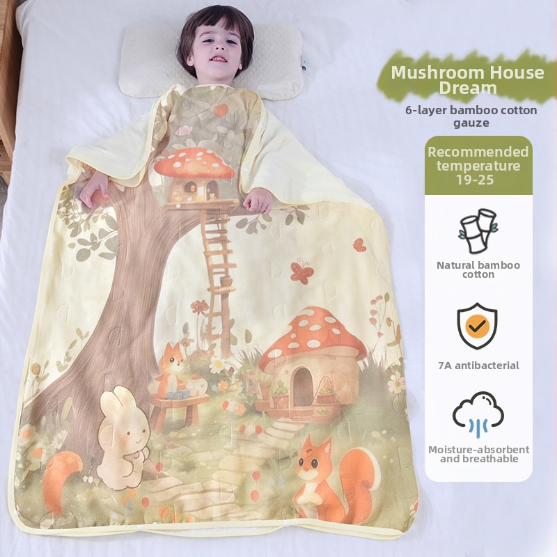 Gyermekeknek szóló hálózsák és anti-kick takaró, bambusz-pamut anyag, bambusz-pamut töltet, 95% tartalom, kód ANM2505, minden évszakhoz