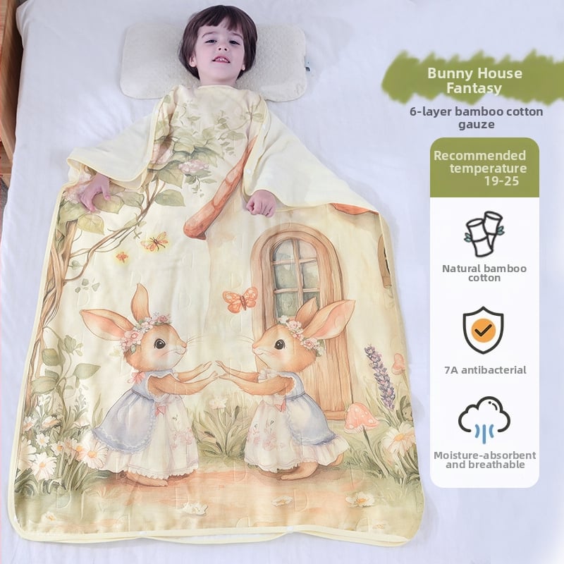 Gyermekeknek szóló hálózsák és anti-kick takaró, bambusz-pamut anyag, bambusz-pamut töltet, 95% tartalom, kód ANM2505, minden évszakhoz