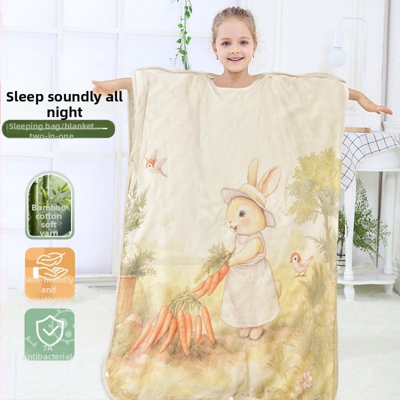 Gyerekeknek készült bambusz rostból készült hálózsák és anti-kick takaró, egész éves ágynemű, töltet: fonal, termékkód ANM2502