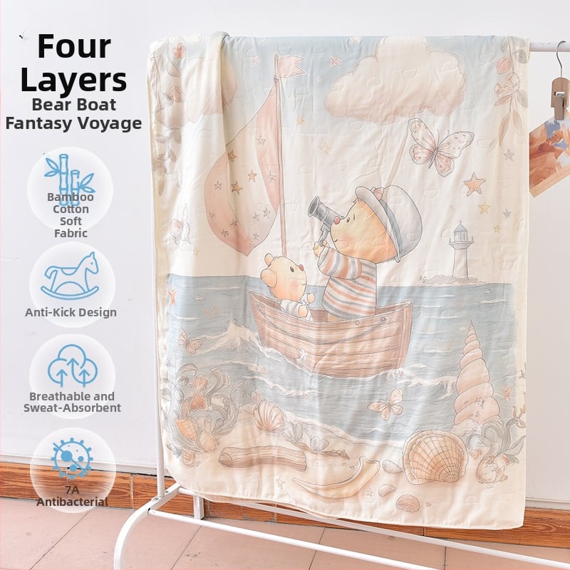 Gyerekeknek készült bambusz rostból készült hálózsák és anti-kick takaró, egész éves ágynemű, töltet: fonal, termékkód ANM2502