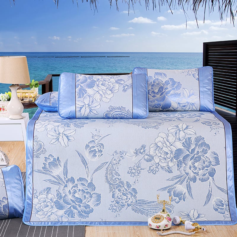 Ágy Mat Készlet, Háromrészes, Összecsukható, Ice Silk Viszkóz, Nyomtatott Szövés, Testreszabás Elérhető