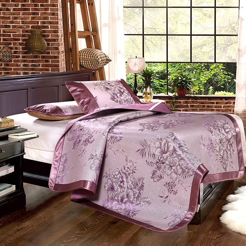 Ágy Mat Készlet, Háromrészes, Összecsukható, Ice Silk Viszkóz, Nyomtatott Szövés, Testreszabás Elérhető