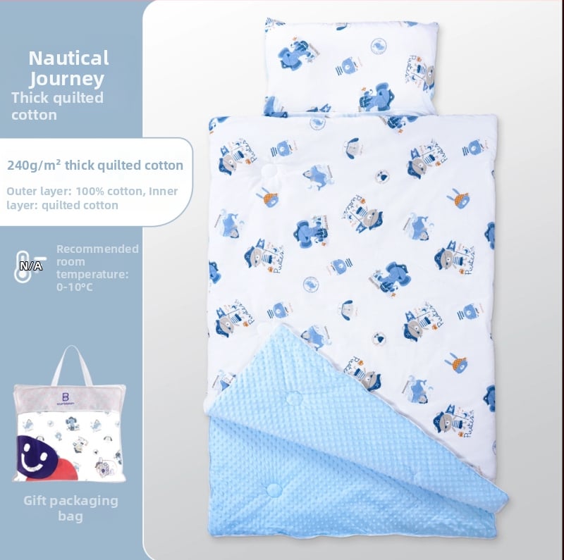 Gyerekeknek készült alvózsák karikatúra stílussal, 100% pamut anyag, súly 1.6–2 kg, gépi mosásra