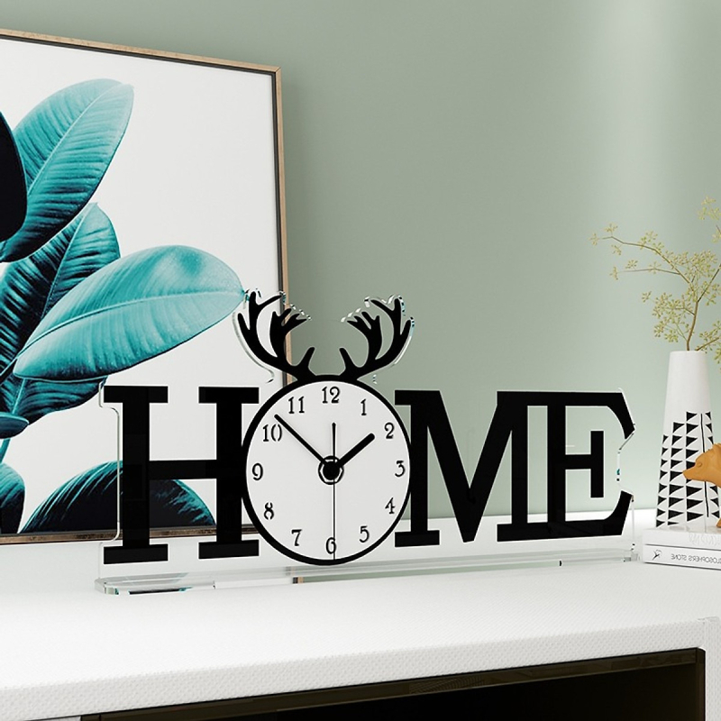 Galda pulkstenis, moderns stils, akrila korpuss un cifersblats, bateriju darbība, vienmērīgi kustas sekundes, piemērots viesistabai, guļamistabai un birojā