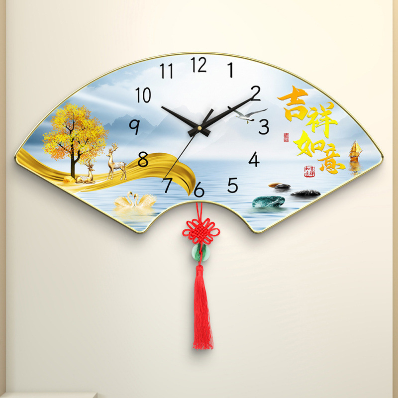 Sienas pulkstenis - ķīniešu stila, dekoratīvs mūžīgais kalendārs (kvarts kustība, koka korpuss)