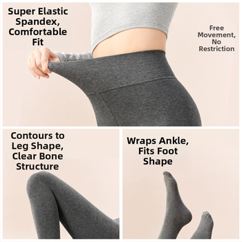 Moteriški medvilniniai leggingai su fliso įdėklu, storos medžiagos, su kojomis, japoniško stiliaus