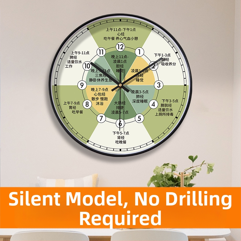 Health Wall Clock sienas pulkstenis — mūsdienīgs stils, vienpusīgs analogo displejs, vienmērīgs sekundes kustība, bateriju barošana