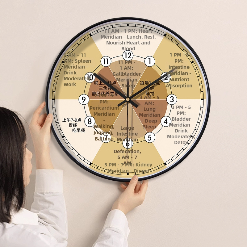 Health Wall Clock sienas pulkstenis — mūsdienīgs stils, vienpusīgs analogo displejs, vienmērīgs sekundes kustība, bateriju barošana