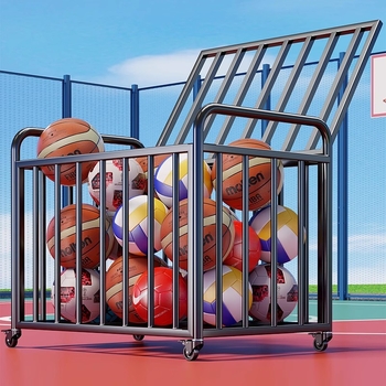 Košarkaški spremnik za lopte s poklopcem – karbonska čelika, brend Evesigar/Isijia, vanjsko školsko igralište