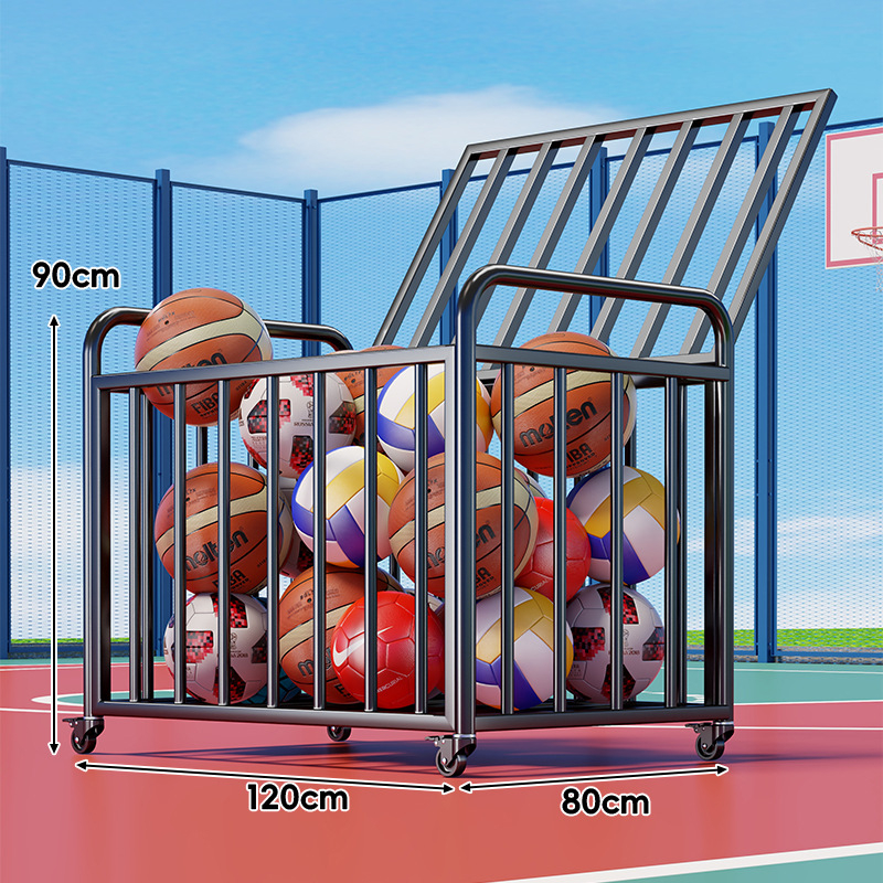 Košarkaški spremnik za lopte s poklopcem – karbonska čelika, brend Evesigar/Isijia, vanjsko školsko igralište