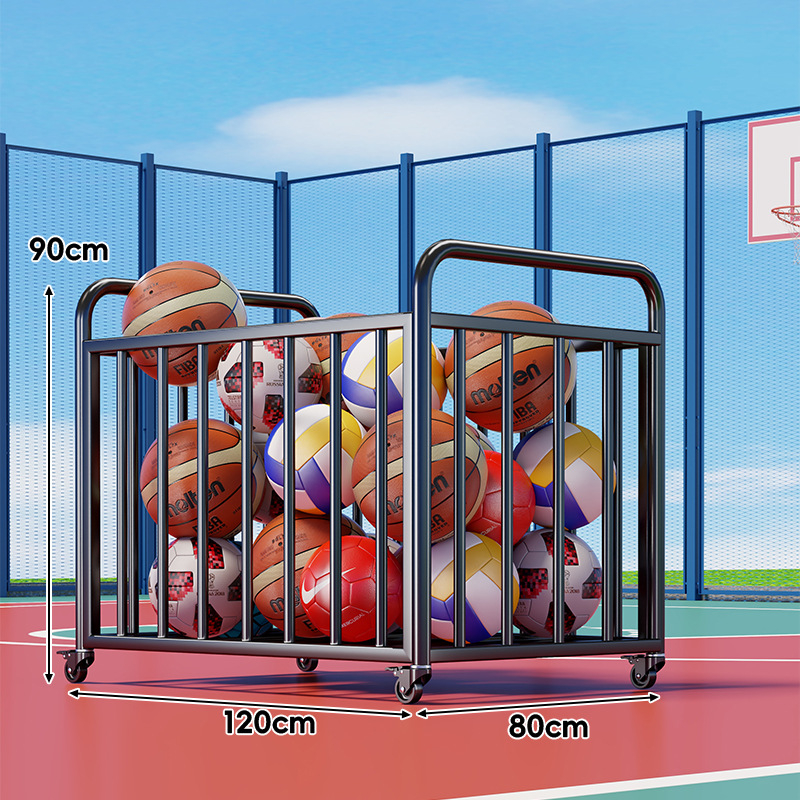 Košarkaški spremnik za lopte s poklopcem – karbonska čelika, brend Evesigar/Isijia, vanjsko školsko igralište