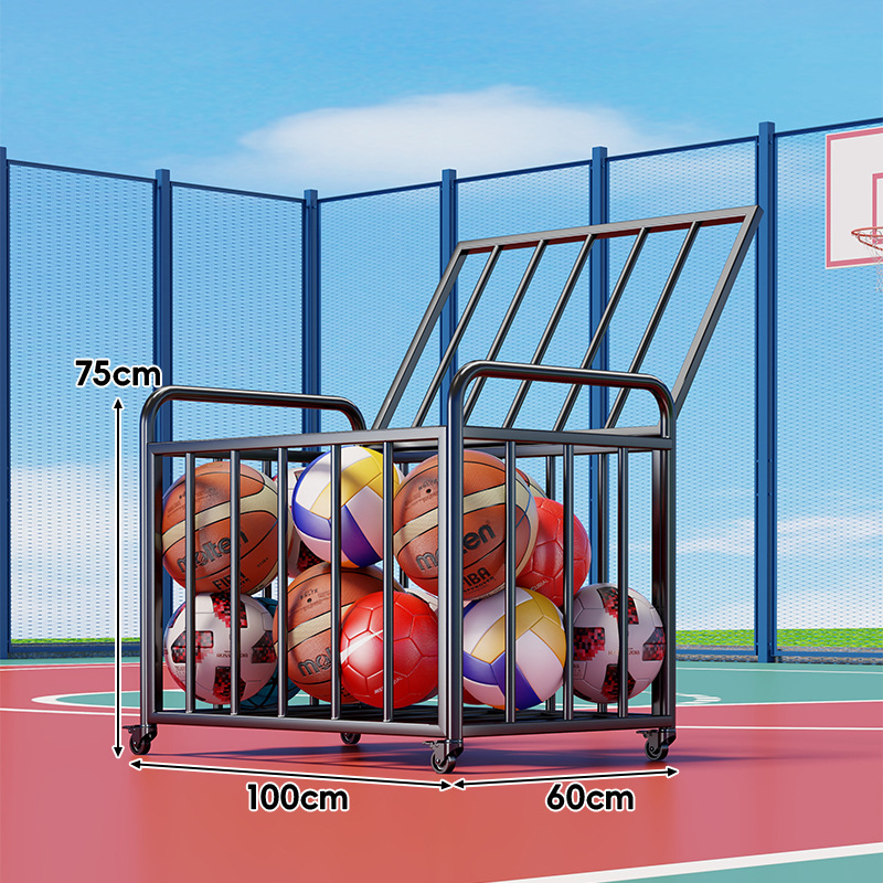 Košarkaški spremnik za lopte s poklopcem – karbonska čelika, brend Evesigar/Isijia, vanjsko školsko igralište