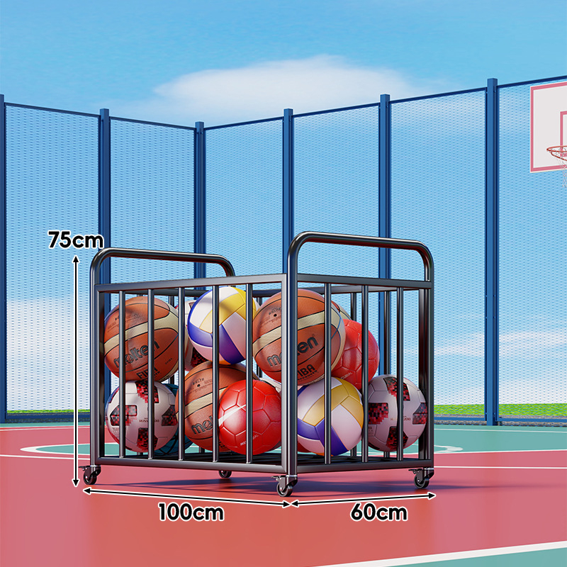 Košarkaški spremnik za lopte s poklopcem – karbonska čelika, brend Evesigar/Isijia, vanjsko školsko igralište