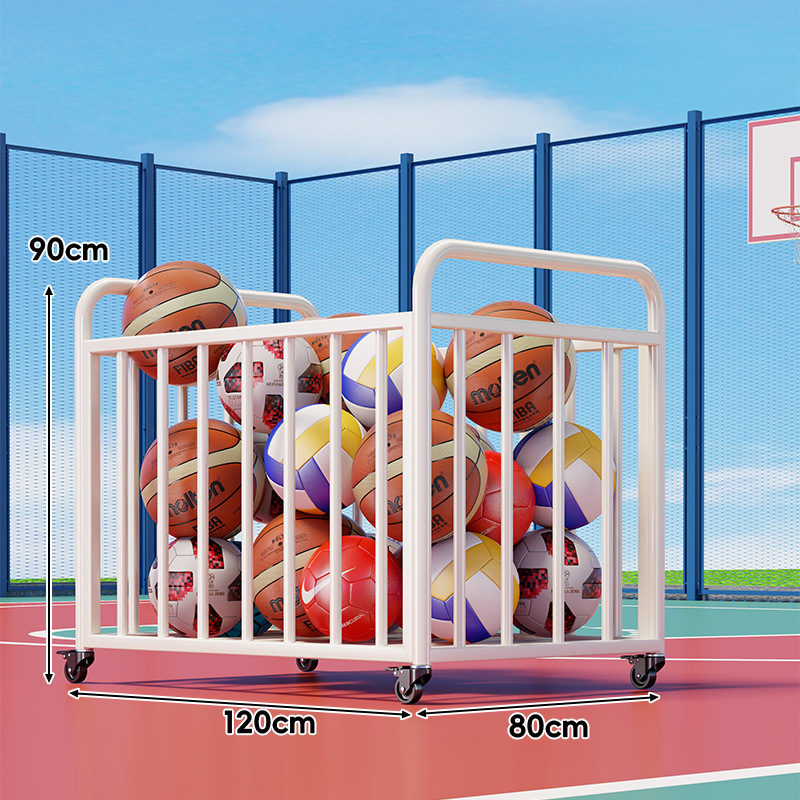 Košarkaški spremnik za lopte s poklopcem – karbonska čelika, brend Evesigar/Isijia, vanjsko školsko igralište