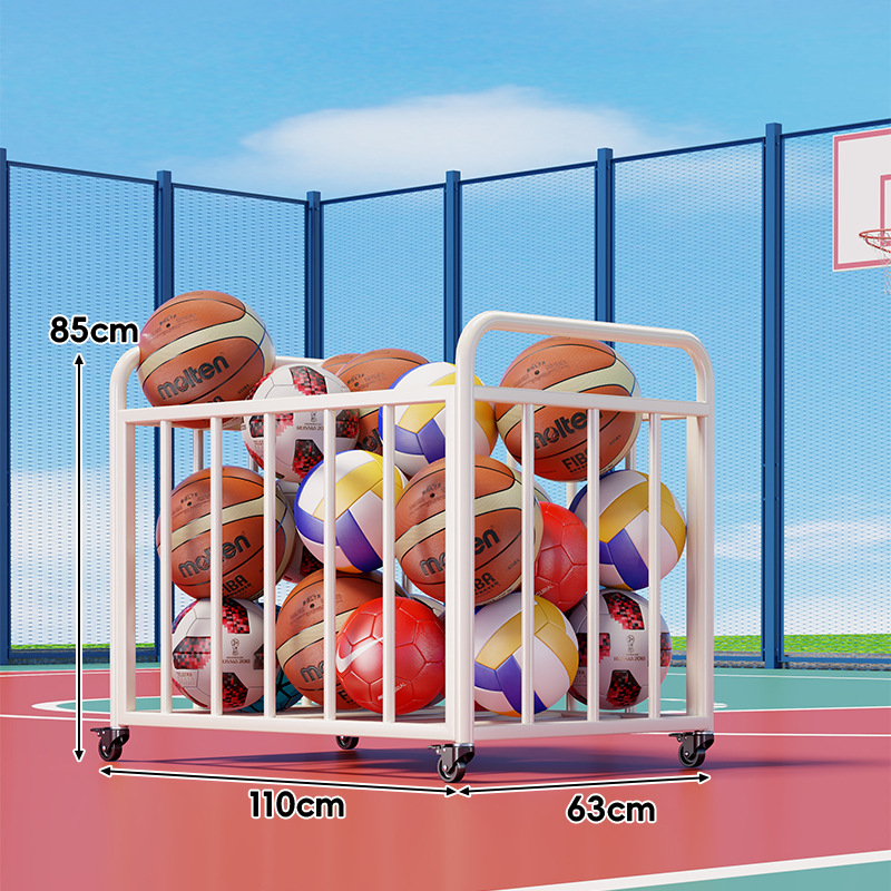 Košarkaški spremnik za lopte s poklopcem – karbonska čelika, brend Evesigar/Isijia, vanjsko školsko igralište