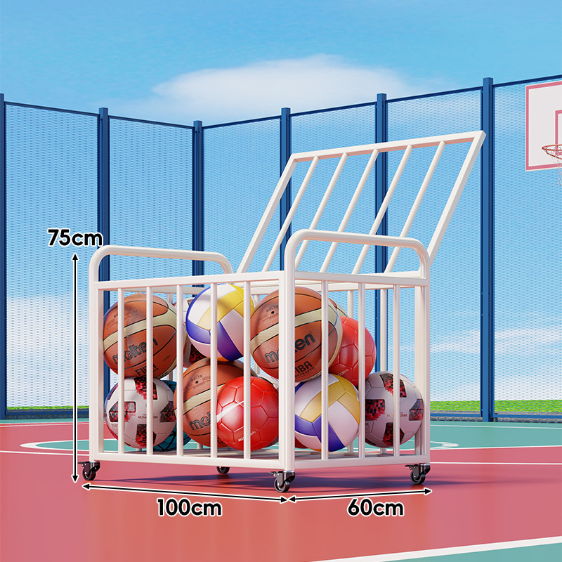 Košarkaški spremnik za lopte s poklopcem – karbonska čelika, brend Evesigar/Isijia, vanjsko školsko igralište