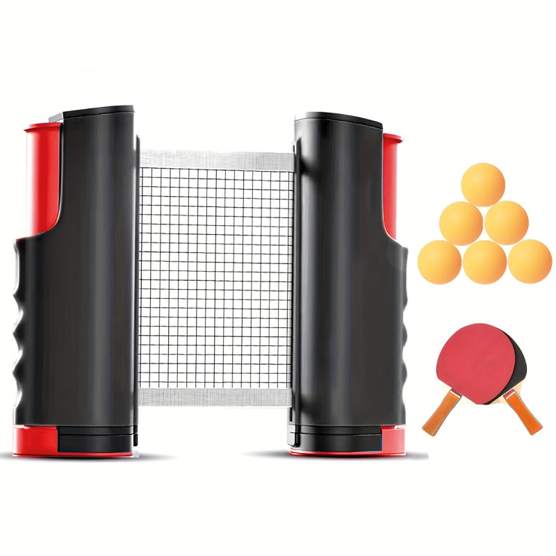 Portatīvs galda tenisa tīkla statīva komplekts – iekšējai un ārējai izmantošanai, standarta izstiepjams tīkla rāmis, materiāls PP, svars 0,34 kg