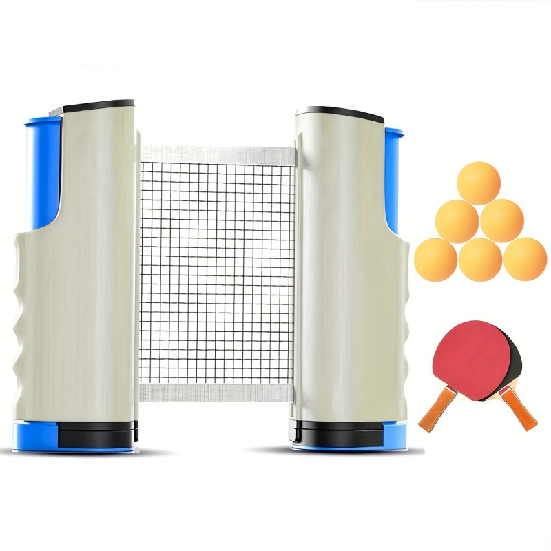 Portatīvs galda tenisa tīkla statīva komplekts – iekšējai un ārējai izmantošanai, standarta izstiepjams tīkla rāmis, materiāls PP, svars 0,34 kg