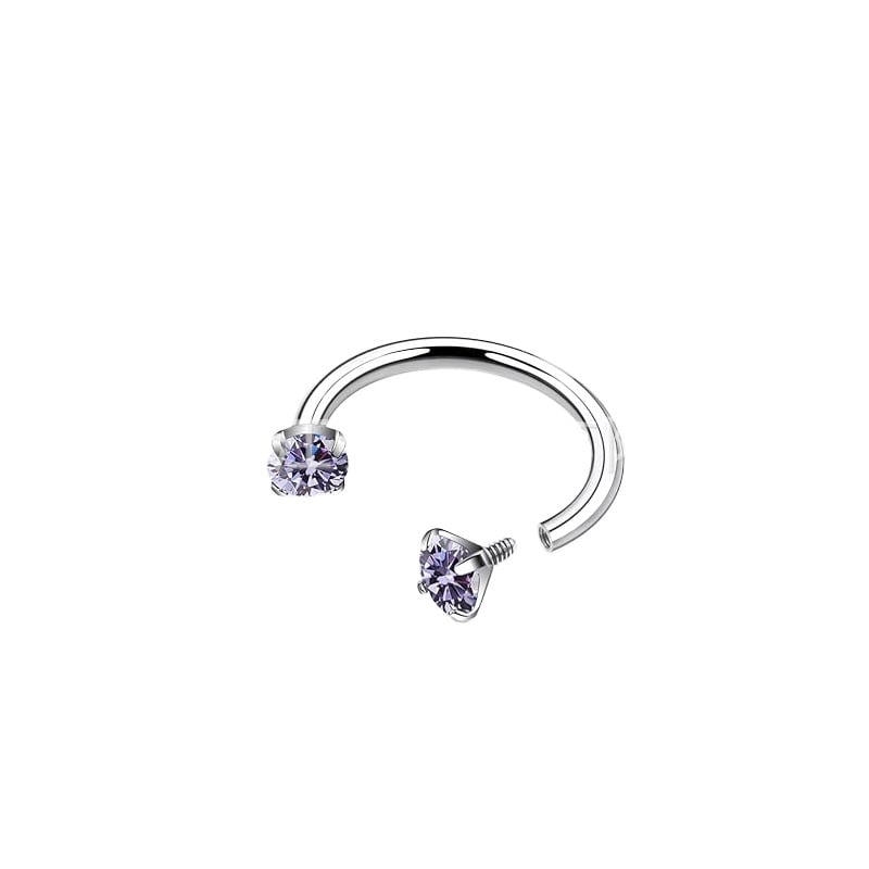 Tiitaniumi sulamist ninaring – hobuse kujuline vard, kahekülgne, sisemine keermed, zirkoni sisestus, G23 puhtus