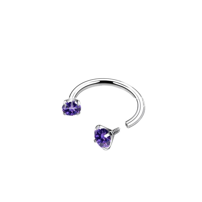 Tiitaniumi sulamist ninaring – hobuse kujuline vard, kahekülgne, sisemine keermed, zirkoni sisestus, G23 puhtus