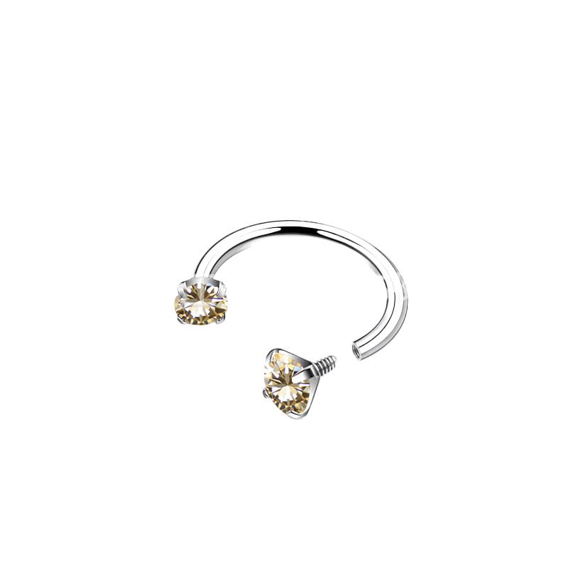 Tiitaniumi sulamist ninaring – hobuse kujuline vard, kahekülgne, sisemine keermed, zirkoni sisestus, G23 puhtus