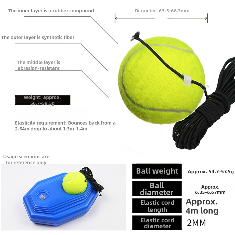 Boca tenisový tréner odrazov s elastickým lanom, prenosný, syntetické vlákno, odolný, pre začiatočníkov, tlač loga, vhodný pre badminton a tenis