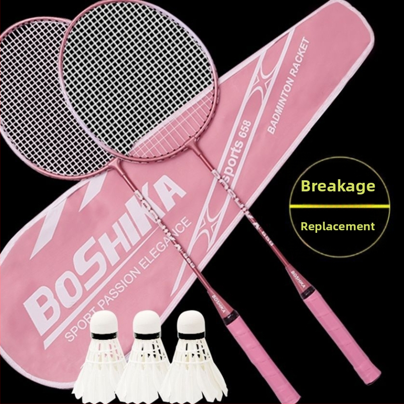 Raketa za badminton — karbonsko vlakno okvir, najlonske navoji, umjerena fleksibilnost; Marka Unique
