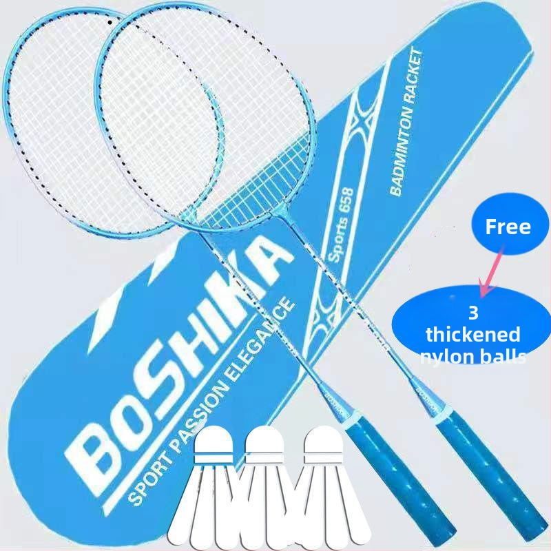 Raketa za badminton — karbonsko vlakno okvir, najlonske navoji, umjerena fleksibilnost; Marka Unique