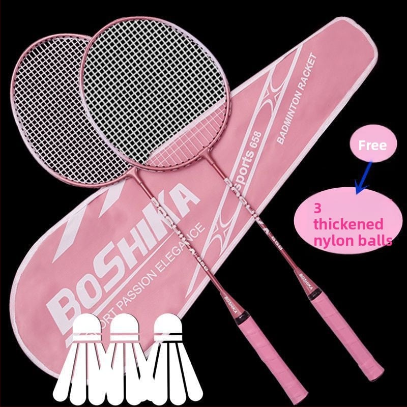 Raketa za badminton — karbonsko vlakno okvir, najlonske navoji, umjerena fleksibilnost; Marka Unique
