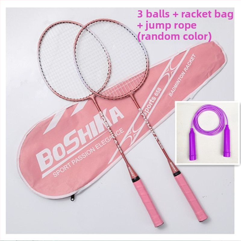 Raketa za badminton — karbonsko vlakno okvir, najlonske navoji, umjerena fleksibilnost; Marka Unique