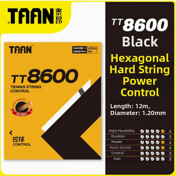TAAN Taantt5600 teniso raketės stygos, poliesterio kieta stygos, 12 m, 1,15 mm, patvari