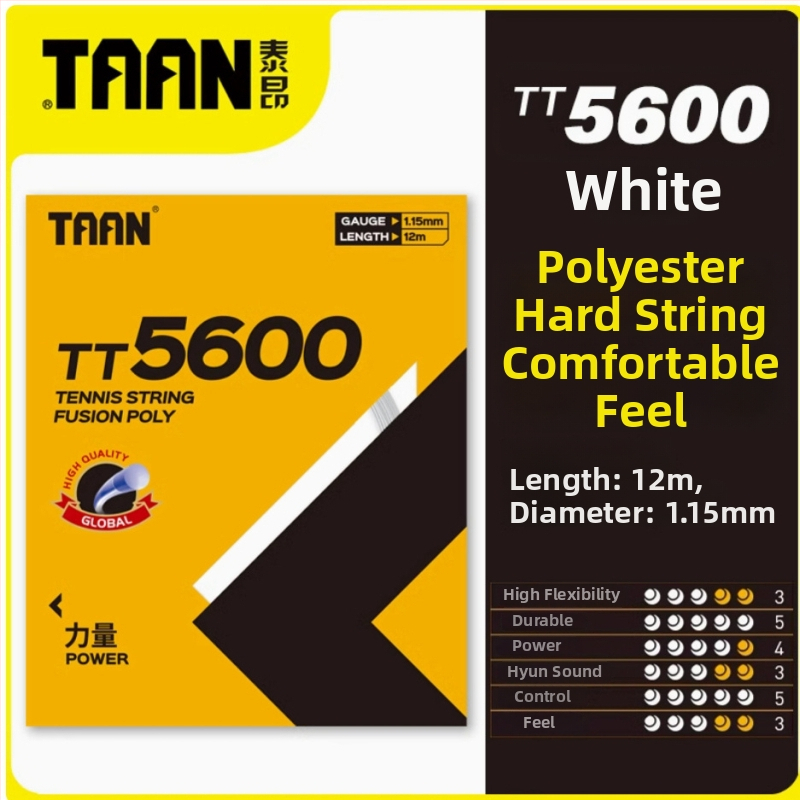 TAAN Taantt5600 teniso raketės stygos, poliesterio kieta stygos, 12 m, 1,15 mm, patvari