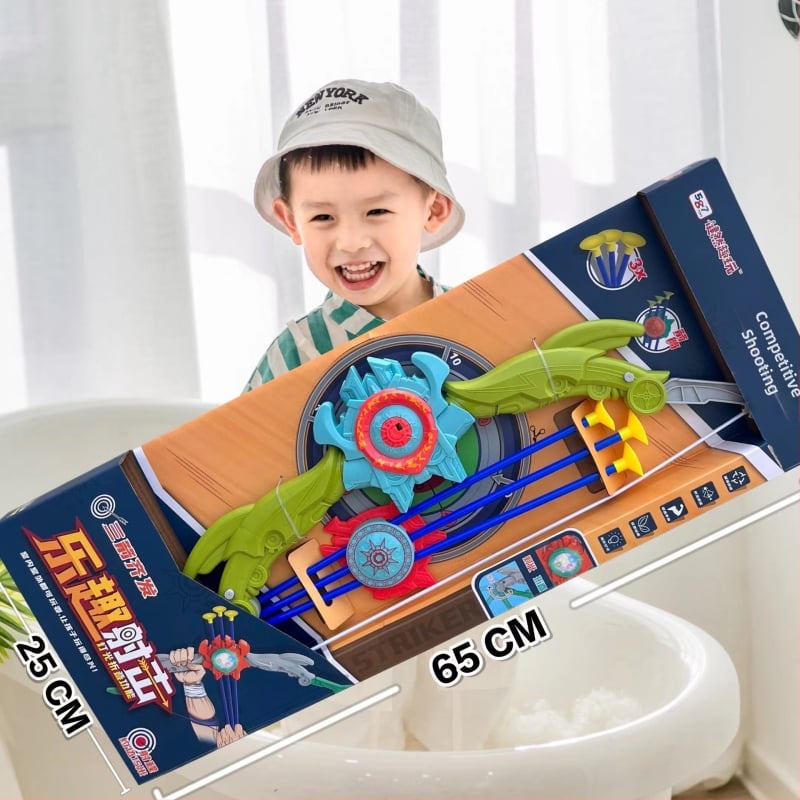 Bērnu saliekamā loka un bultu rotaļlieta ar sūkšanas mērķiem, plastmasas konstrukcija, bez elektrības, 4–6 gadiem