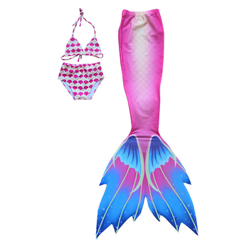 Bērnu viengabala sirenas peldkostīms ar asti un plūsmām, svītrainu/gradienta raksts, 20% elastāns